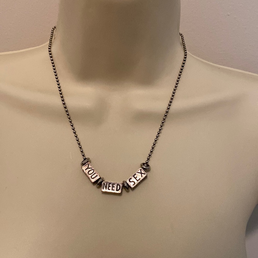 VINTAGE Spinner Word Necklace UNIQUE Steampunk 70’s